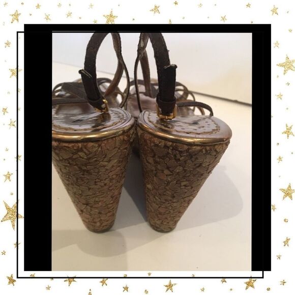 Sergio Zelcer Designer Platform Wedge Sandals 10 - Picture 3 of 4